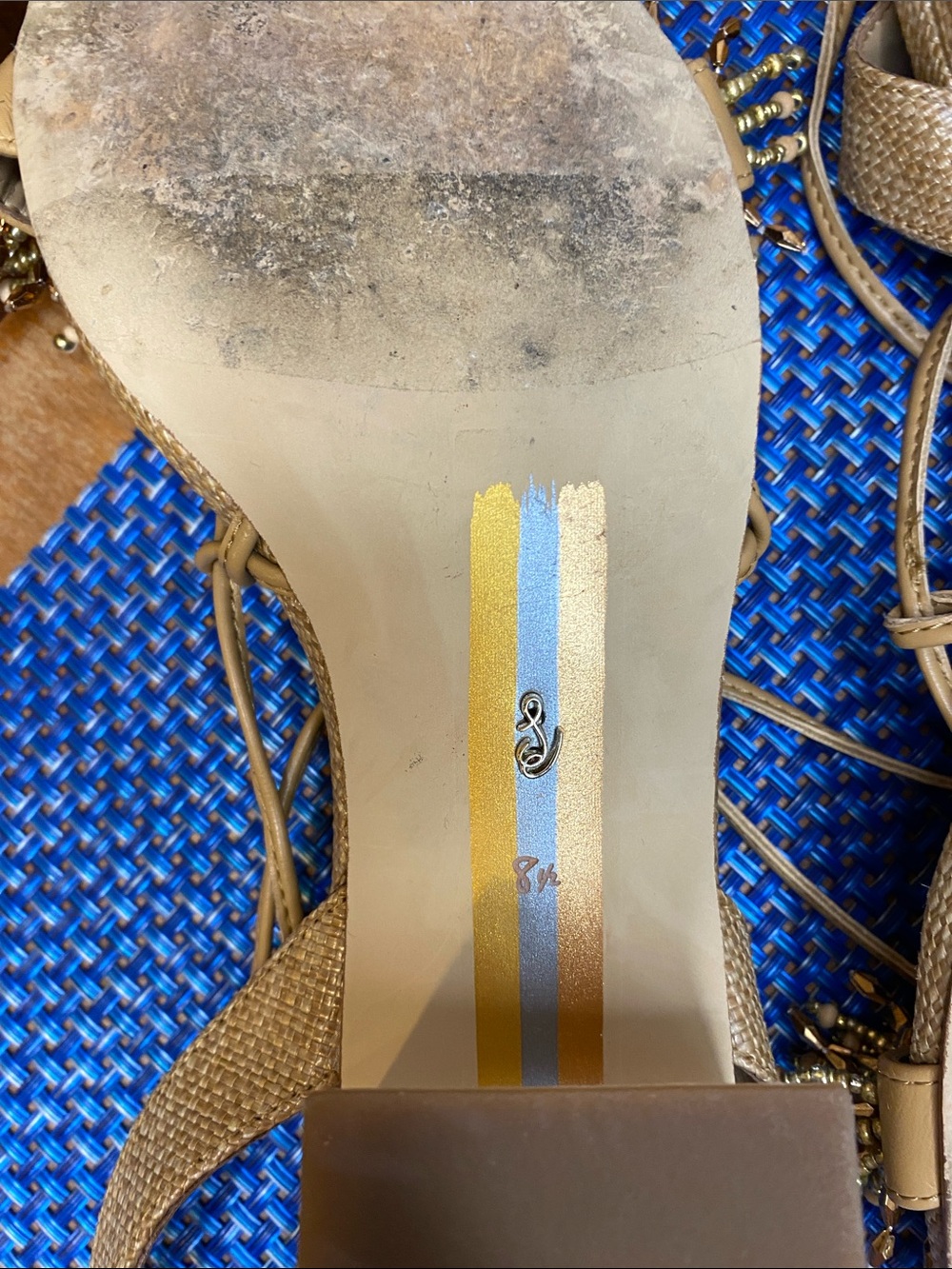 EUC Sam Edelman Walda beaded block heel sandals, sz. 8 - Picture 10 of 10
